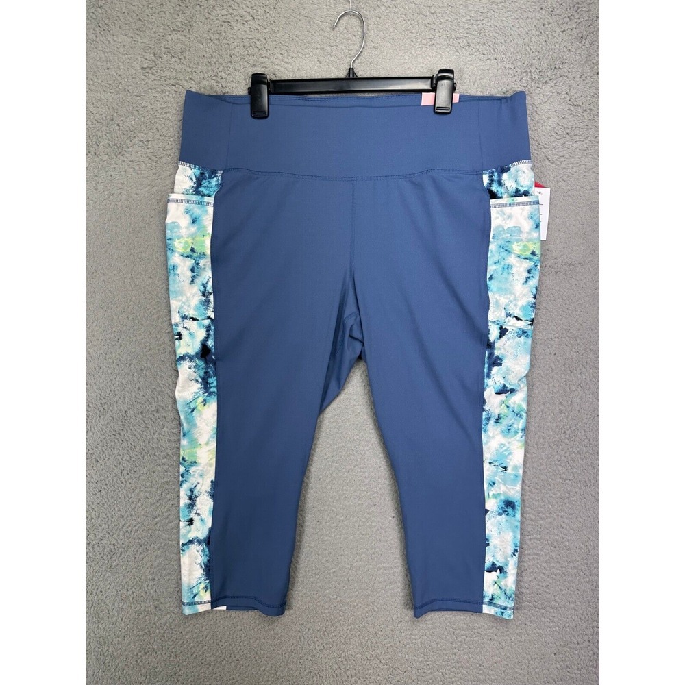 Lane Bryant Pants Womens 22-24 Livi Blue Wicking Capris High Rise Leggings NEW